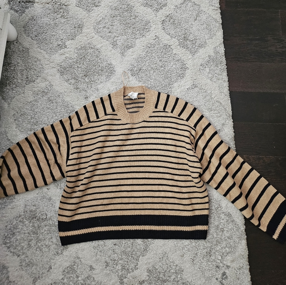 Striped Tan and Black Women's Sweater